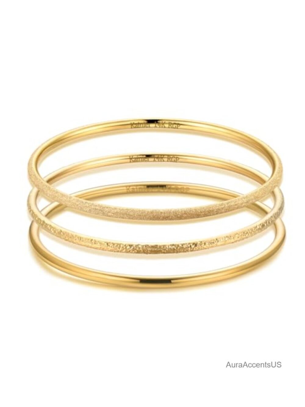 14K Gold Plated Stainless Steel Bangle Bracelet Women Stackable Thin Round